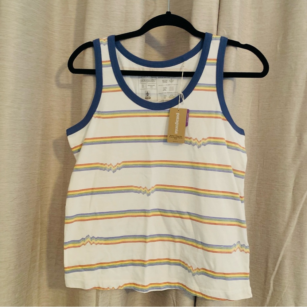 Patagonia S Women's Ridge Rise Stripe Repeat Organic Tank Top rainbow